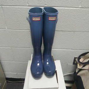 Hunter Women's Tall Gloss Rain Boots : Blue